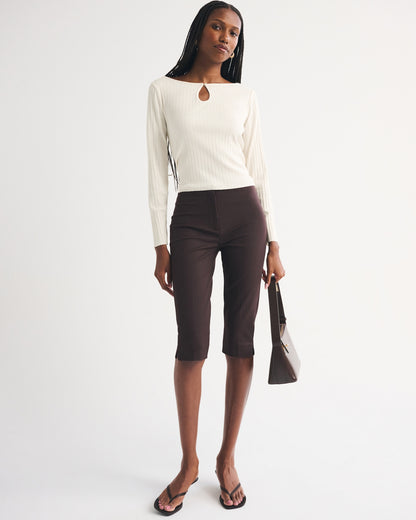 Abercrombie Long-Sleeve Rib Keyhole Top