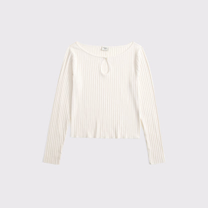 Abercrombie Long-Sleeve Rib Keyhole Top