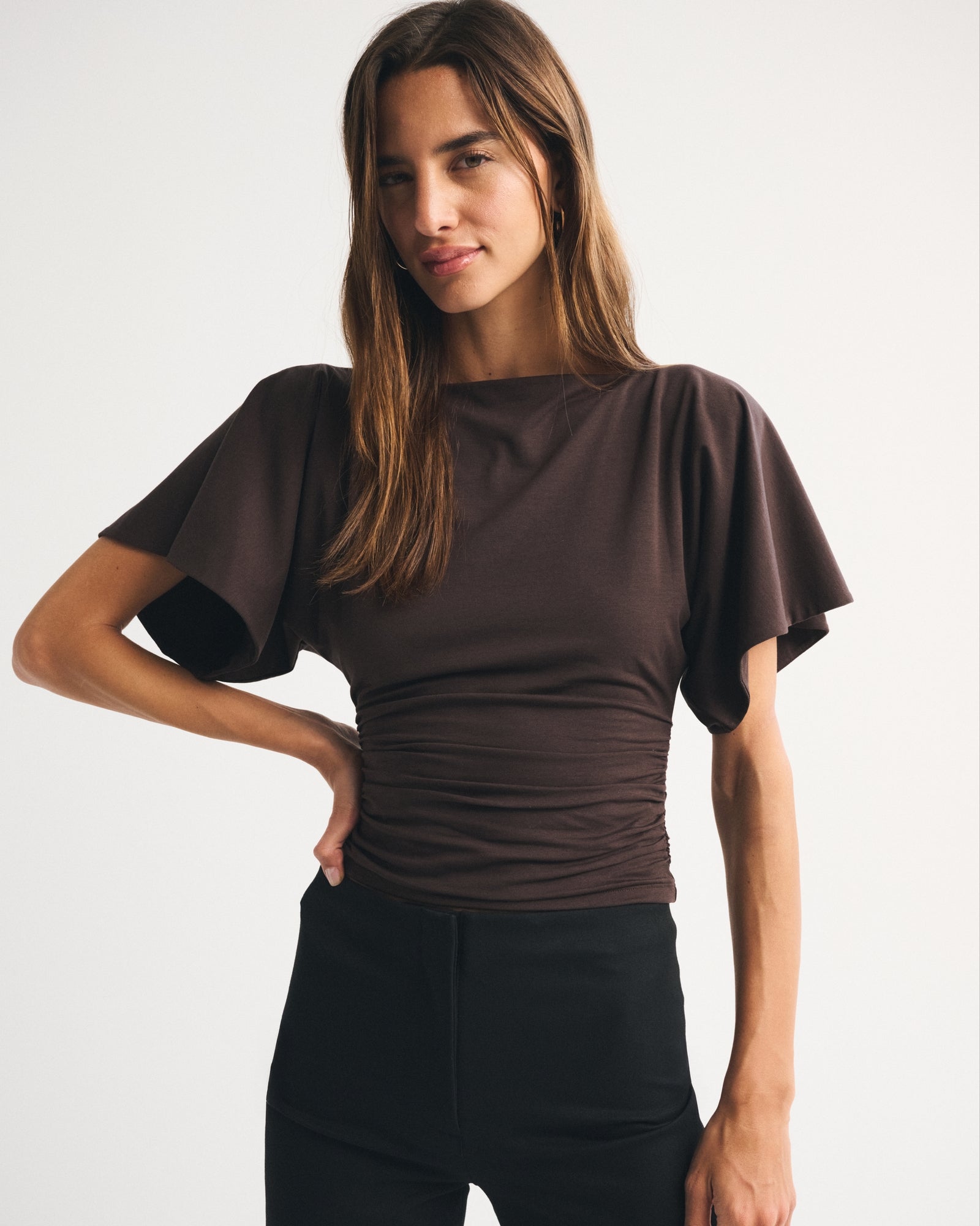 Abercrombie Flutter Sleeve Slash Top