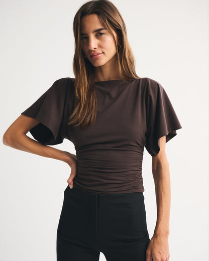 Abercrombie Flutter Sleeve Slash Top