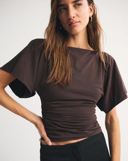 Abercrombie Flutter Sleeve Slash Top