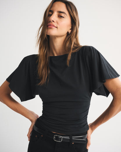 Abercrombie Flutter Sleeve Slash Top