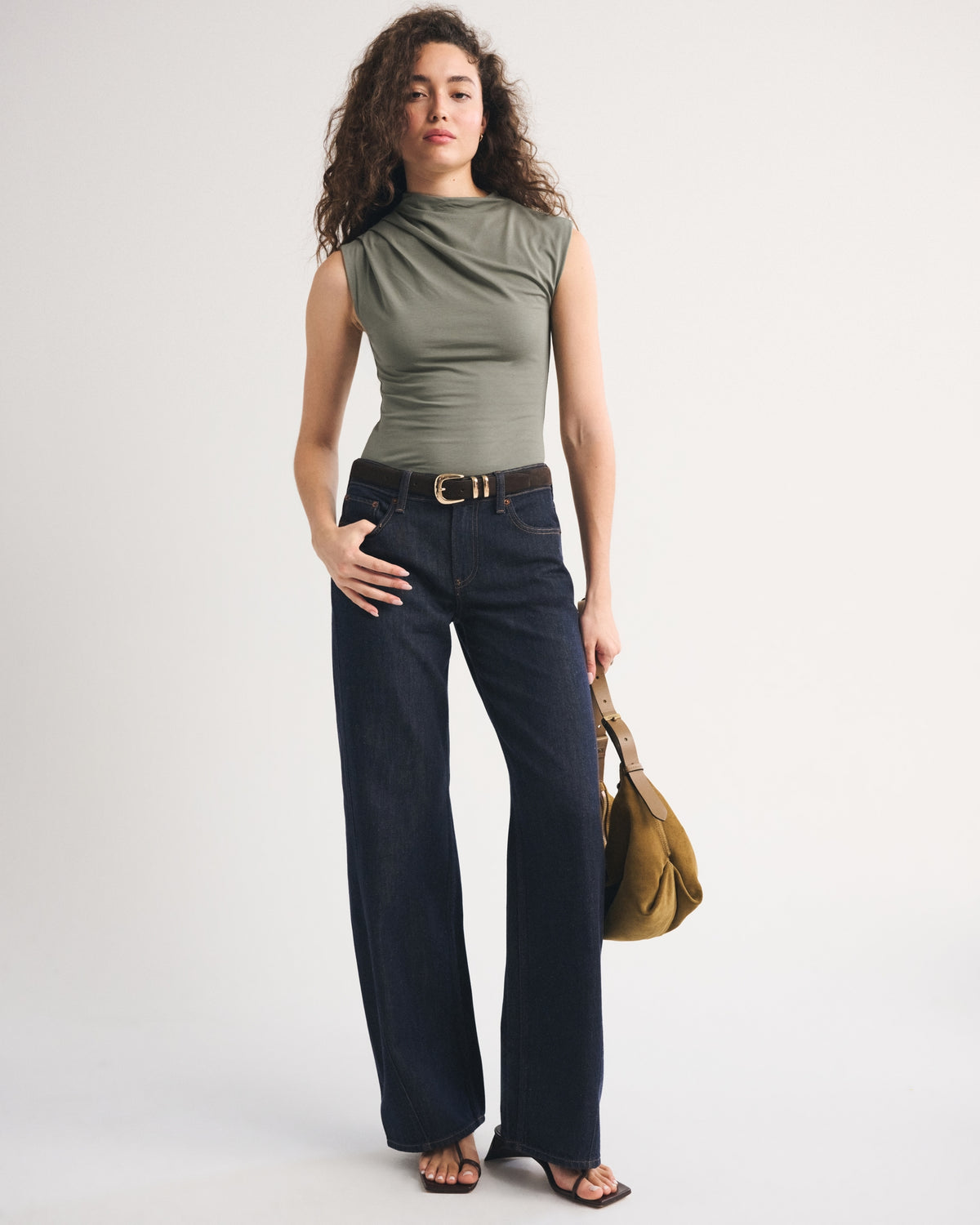 Abercrombie Pleated Mock Neck Top