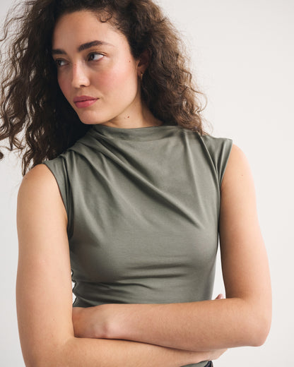 Abercrombie Pleated Mock Neck Top