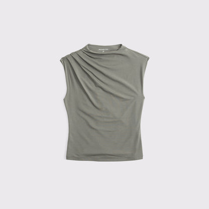 Abercrombie Pleated Mock Neck Top