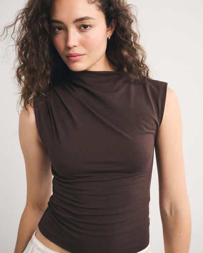Abercrombie Pleated Mock Neck Top