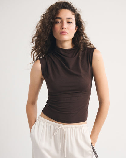Abercrombie Pleated Mock Neck Top