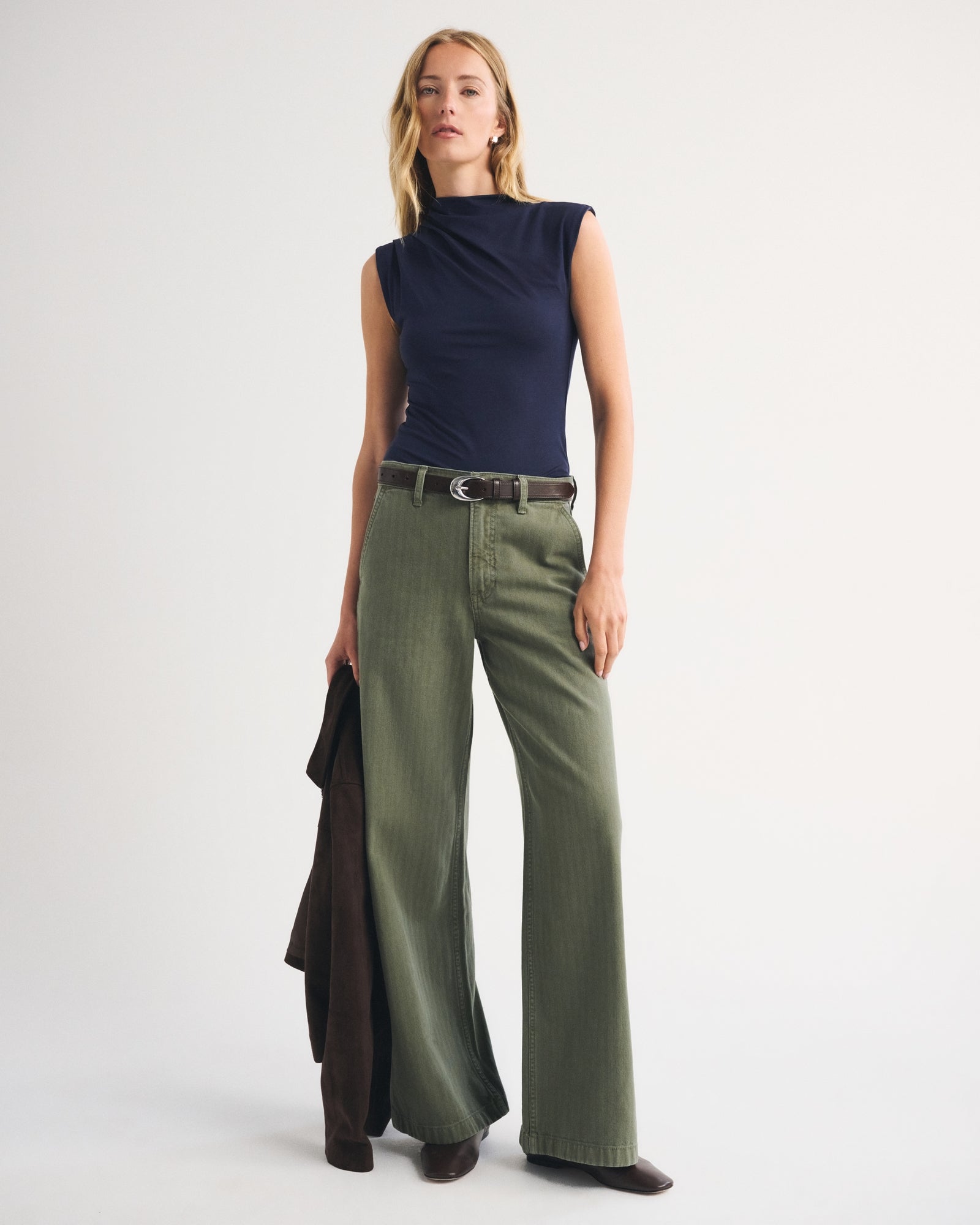 Abercrombie Pleated Mock Neck Top