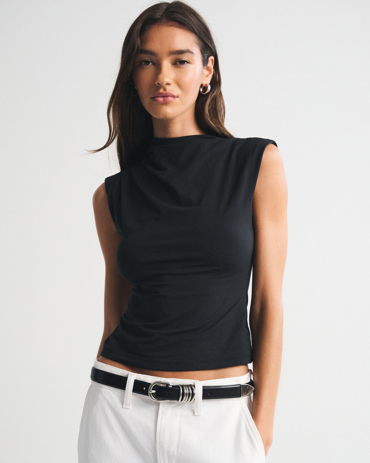 Abercrombie Pleated Mock Neck Top