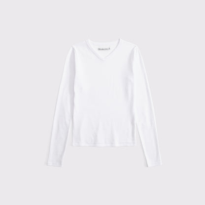 Abercrombie Long-Sleeve Tuckable Jersey V-Neck Baby Tee