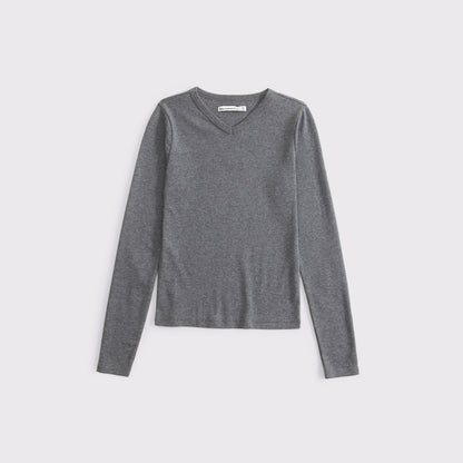 Abercrombie Long-Sleeve Tuckable Jersey V-Neck Baby Tee