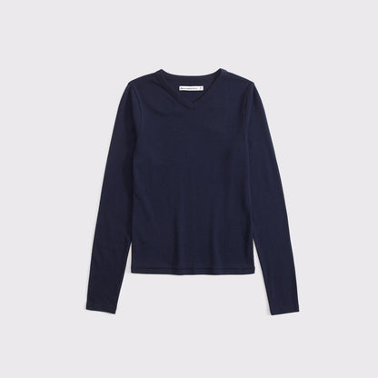 Abercrombie Long-Sleeve Tuckable Jersey V-Neck Baby Tee