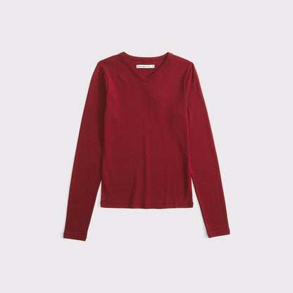 Abercrombie Long-Sleeve Tuckable Jersey V-Neck Baby Tee