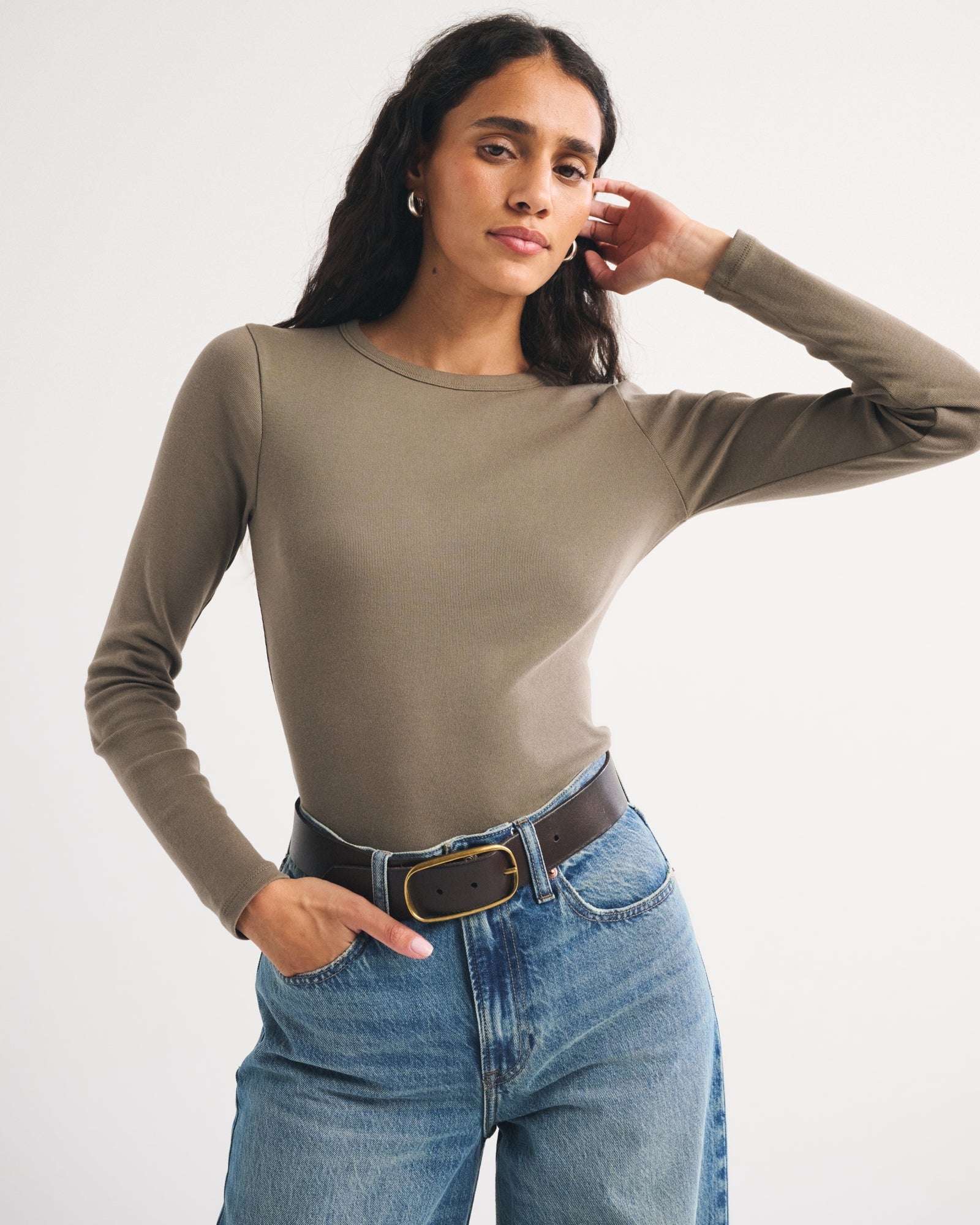 Abercrombie Long-Sleeve Tuckable Jersey Baby Tee