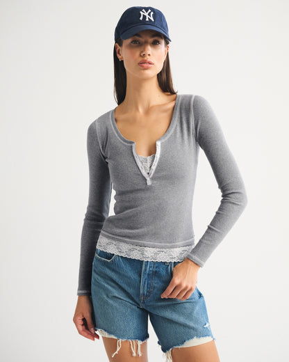 Abercrombie Long-Sleeve Rib Henley