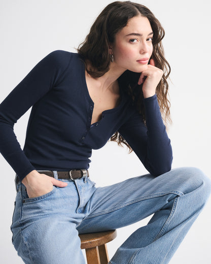 Abercrombie Long-Sleeve Rib Henley