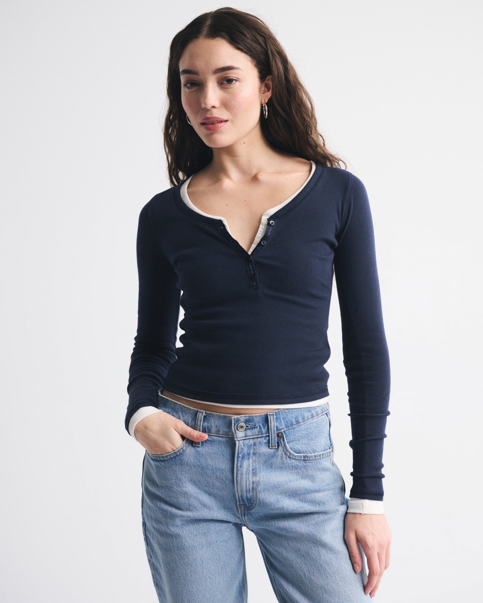 Abercrombie Long-Sleeve Rib Henley