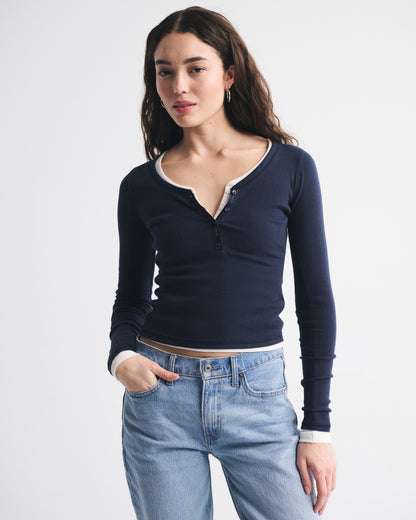 Abercrombie Long-Sleeve Rib Henley