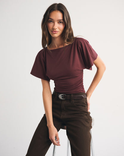 Abercrombie Flutter Sleeve Slash Top