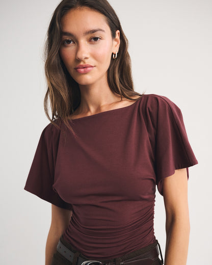 Abercrombie Flutter Sleeve Slash Top