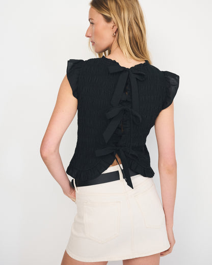 Abercrombie 100% Cotton Tie-Back Smocked Top