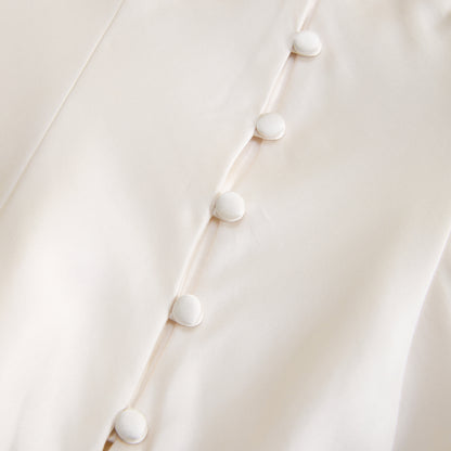 Abercrombie Lace-Trim Satin Button-Up Blouse