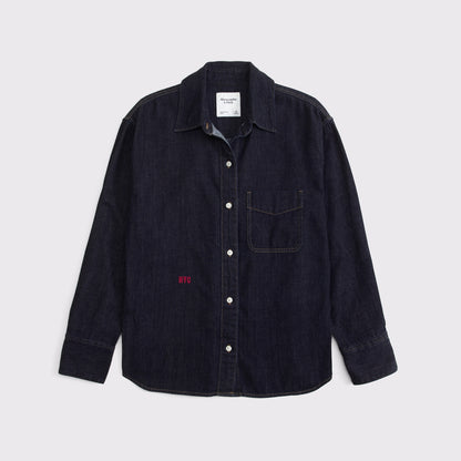 Abercrombie Abbode Oversized Embroidered Denim Shirt