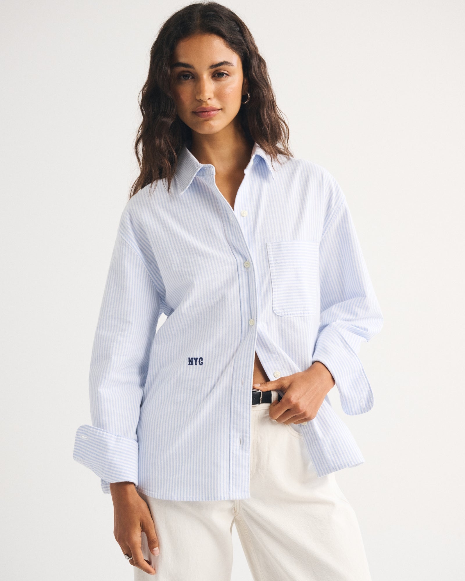 Abercrombie Abbode Oversized Embroidered Oxford Shirt