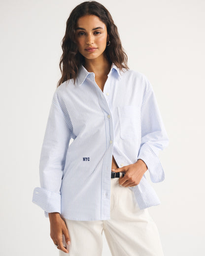 Abercrombie Abbode Oversized Embroidered Oxford Shirt