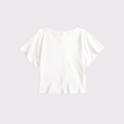 Abercrombie Satin Flutter Sleeve Slash Top