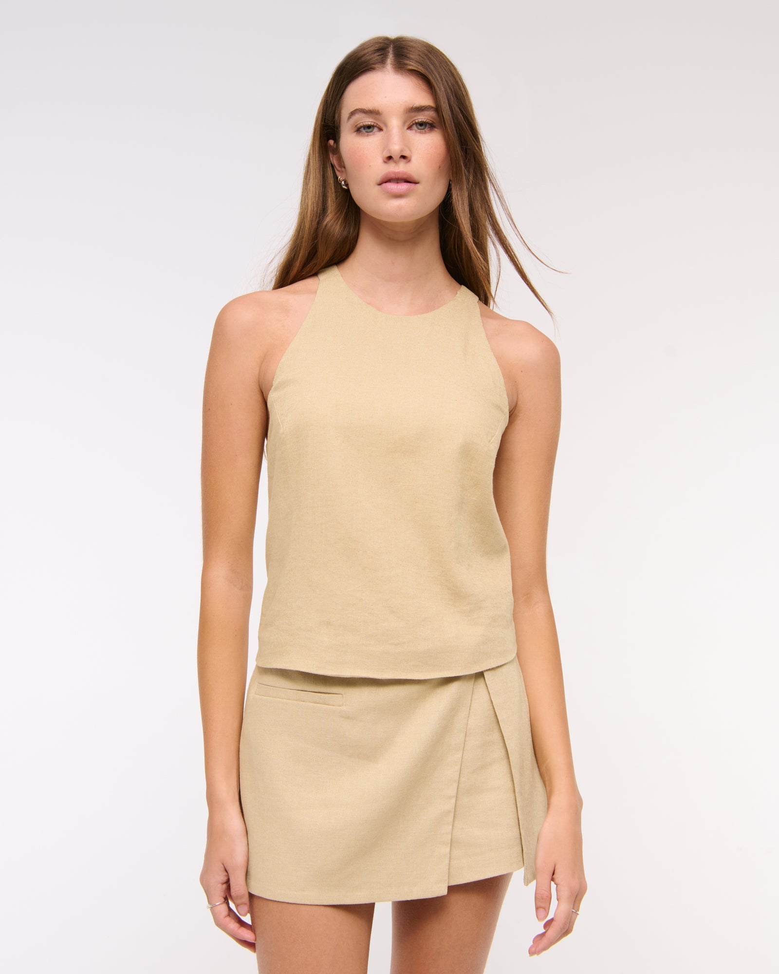 Abercrombie Linen-Blend Open-Back Set Top