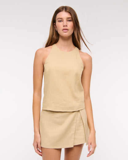 Abercrombie Linen-Blend Open-Back Set Top