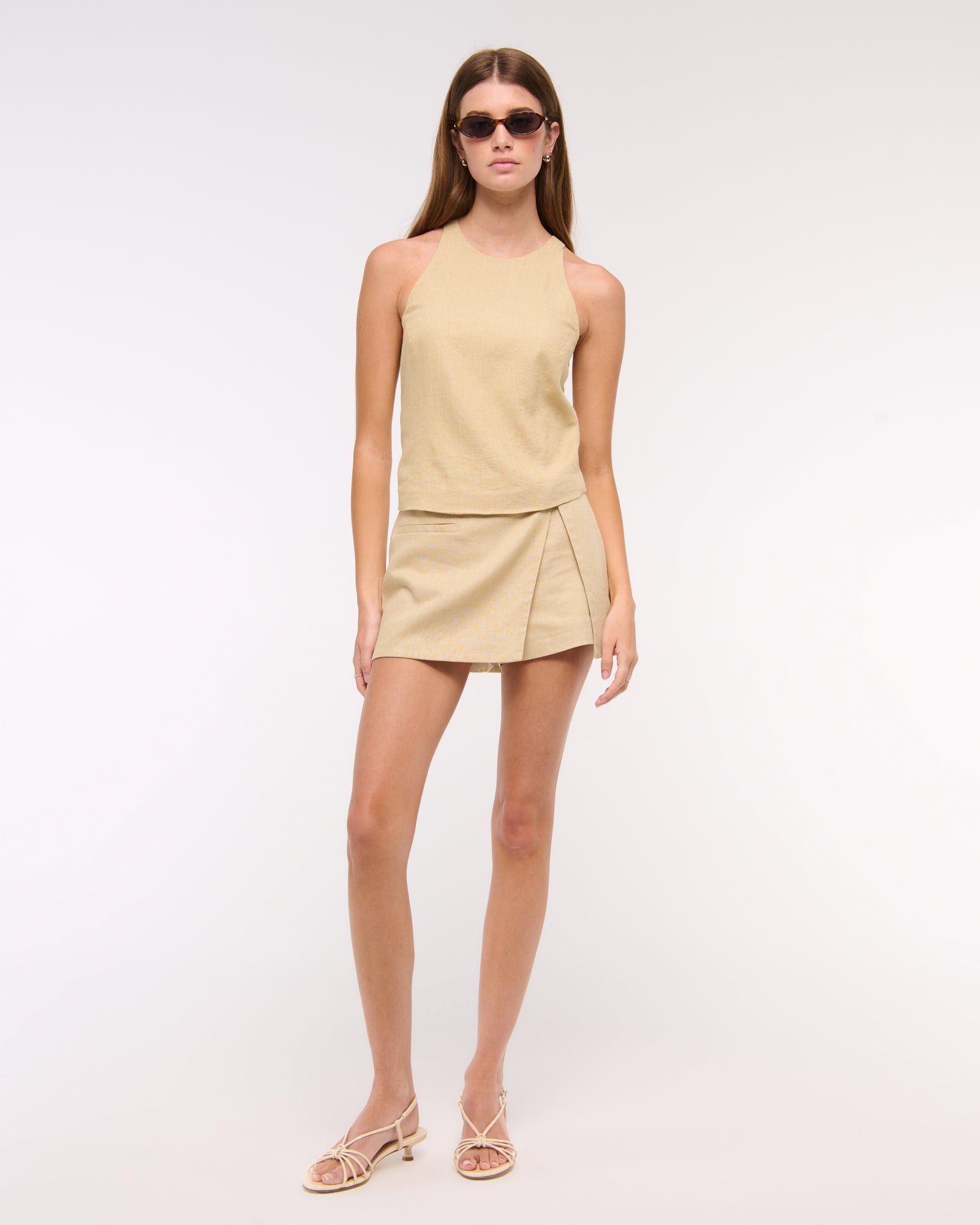 Abercrombie Linen-Blend Open-Back Set Top