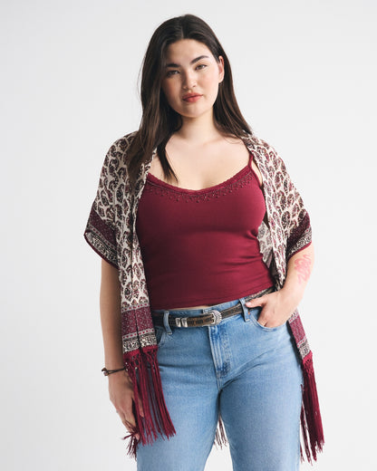 Abercrombie Embroidered Fringe Shawl