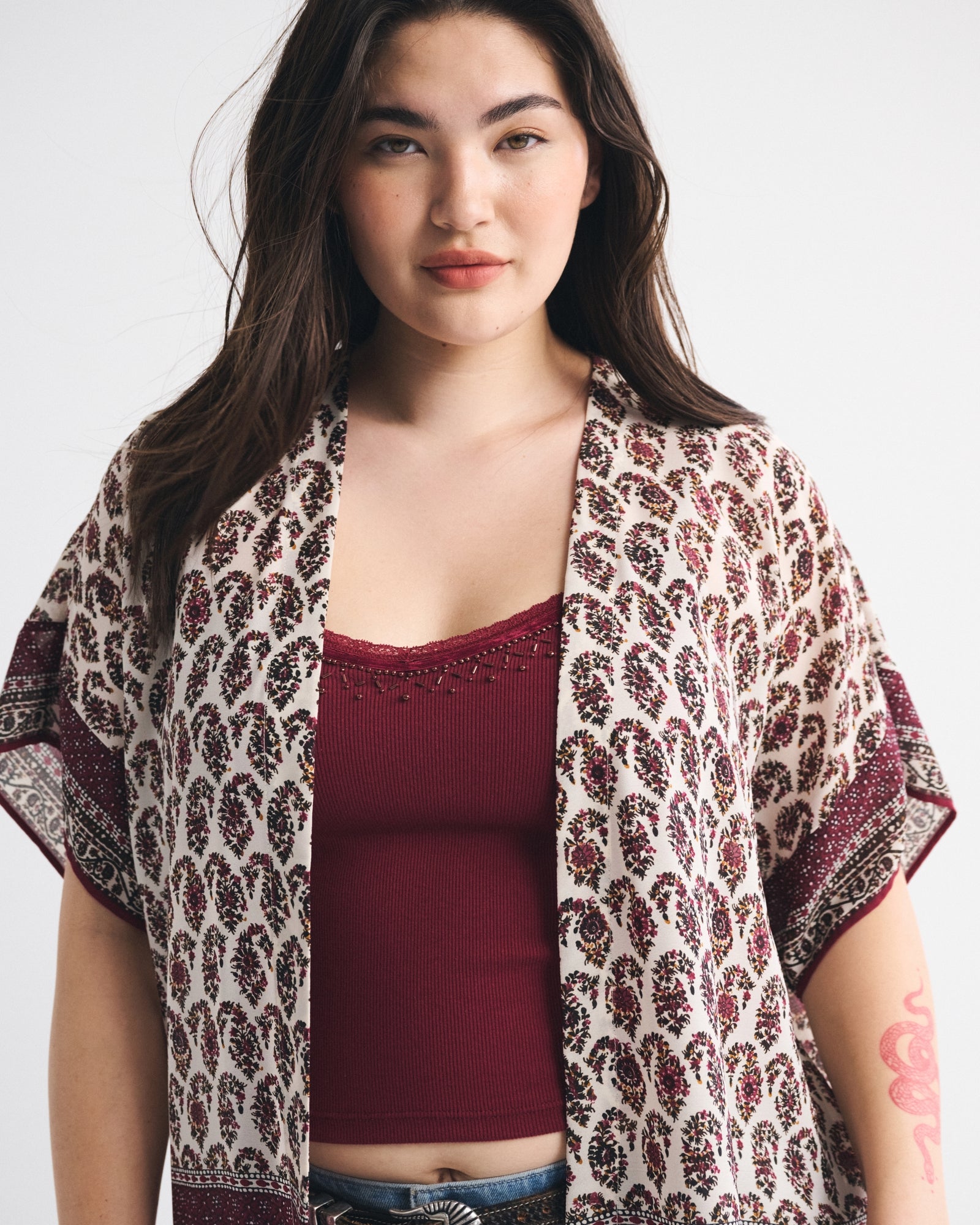 Abercrombie Embroidered Fringe Shawl