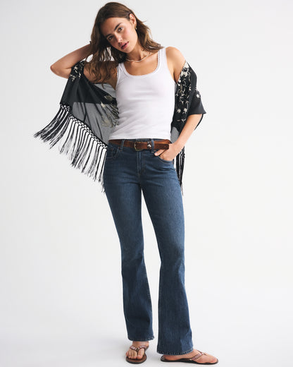 Abercrombie Embroidered Fringe Shawl