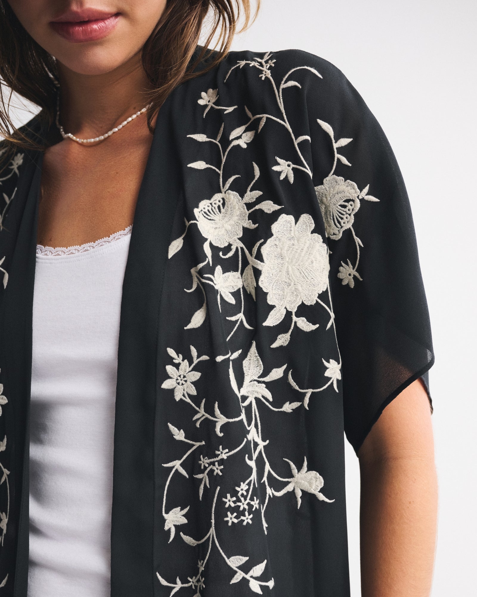 Abercrombie Embroidered Fringe Shawl