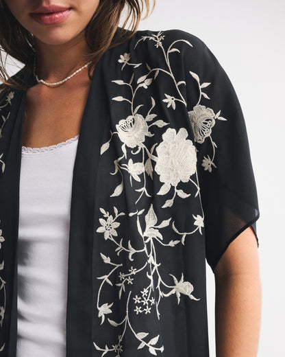 Abercrombie Embroidered Fringe Shawl