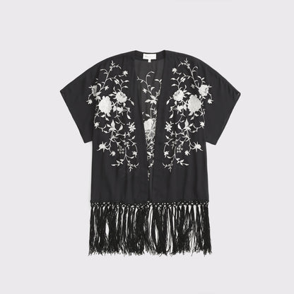 Abercrombie Embroidered Fringe Shawl
