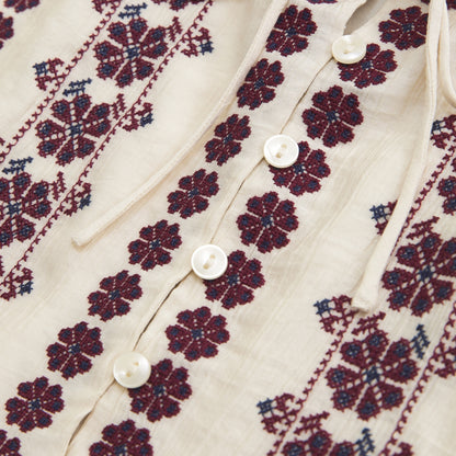 Abercrombie Embroidered Peplum Puff Sleeve Top