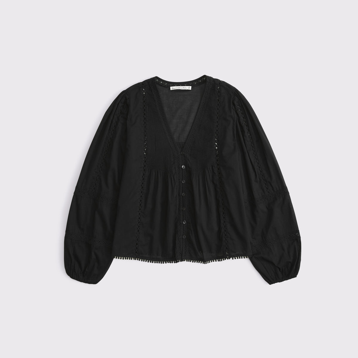 Abercrombie Lace-Trim Button-Through Blouse