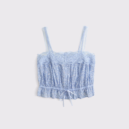 Abercrombie Lace-Trim Cinched Button-Through Cami