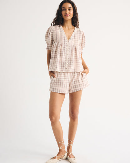 Abercrombie Puff-Sleeve Pintuck Blouse
