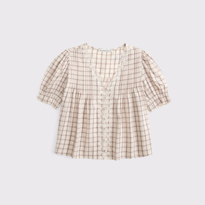 Abercrombie Puff-Sleeve Pintuck Blouse