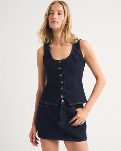 Abercrombie Tie-Back Scoop Neck Denim Vest