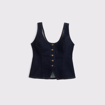 Abercrombie Tie-Back Scoop Neck Denim Vest