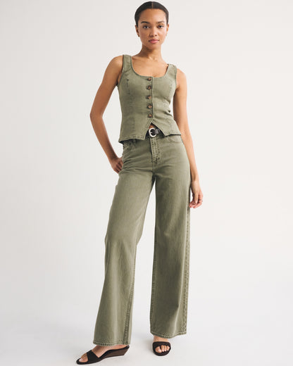 Abercrombie Tie-Back Scoop Neck Denim Vest