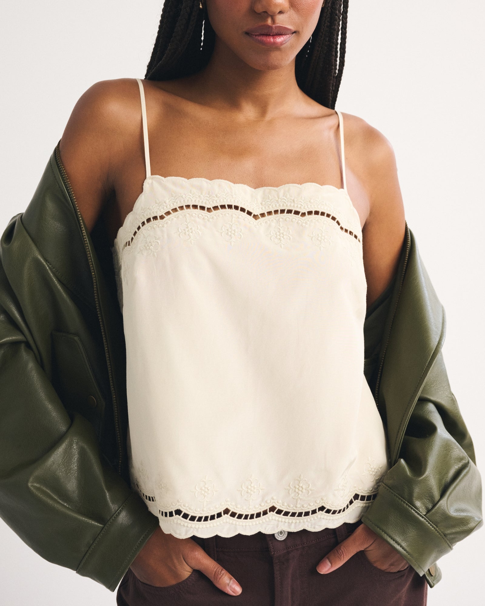 Abercrombie Cotton-Silk Blend Cutwork Cami