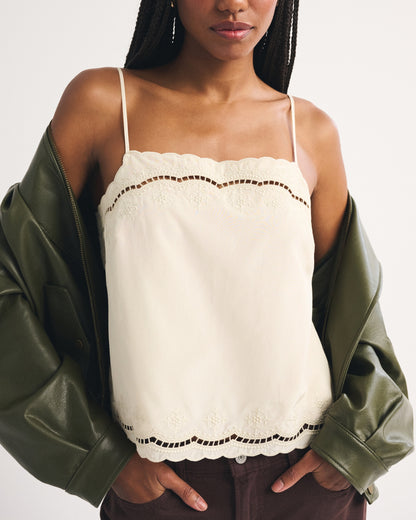 Abercrombie Cotton-Silk Blend Cutwork Cami