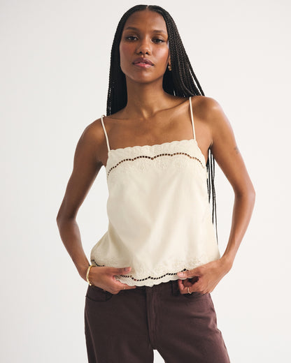 Abercrombie Cotton-Silk Blend Cutwork Cami